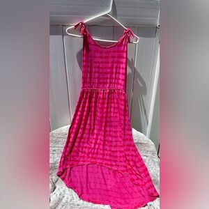 Fun fuchsia striped, lightweight summer sundress